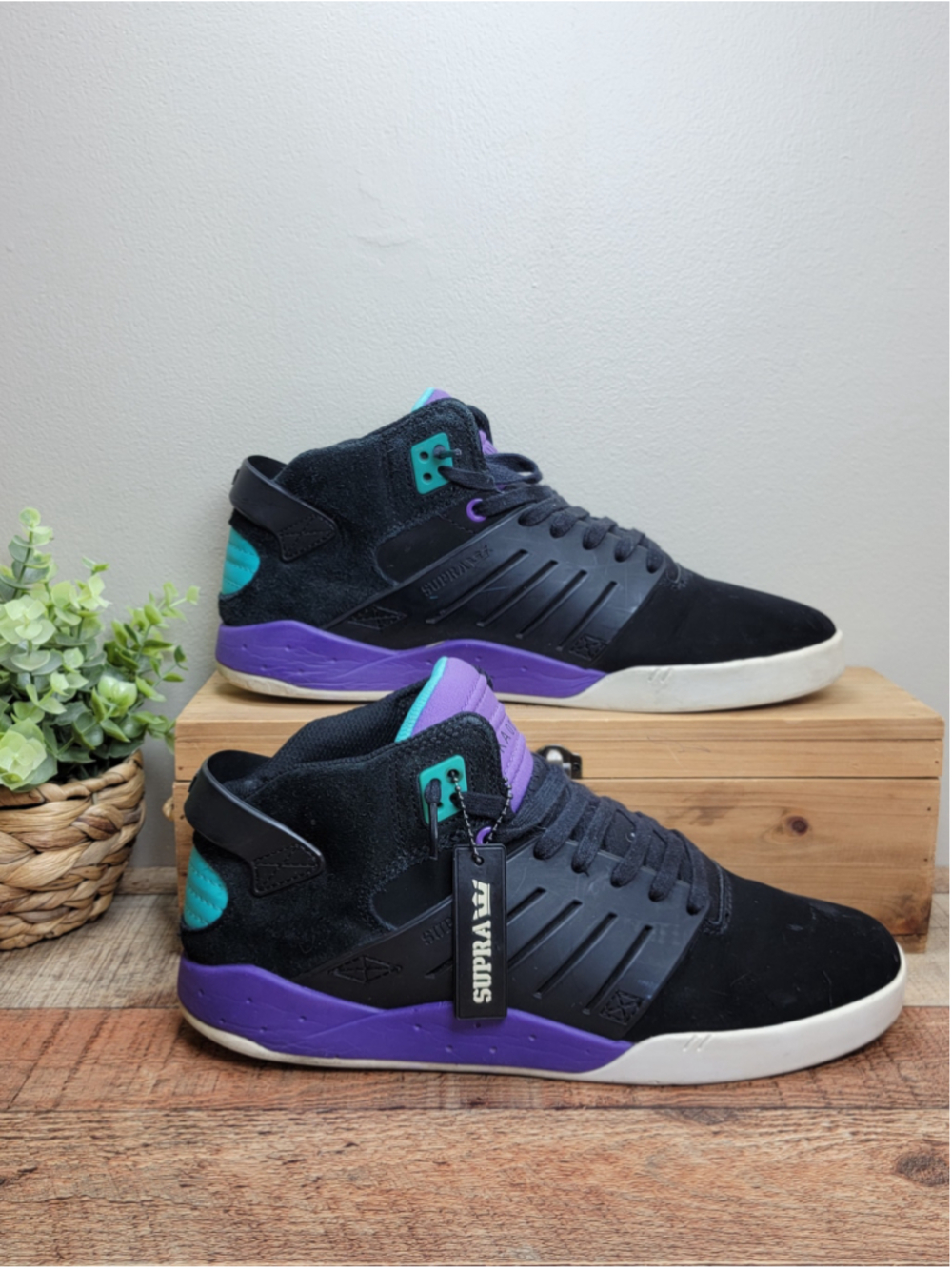 RARE Supra Skytop 3 III SG06 Black Purple Mid Top Skate Shoes Skater Sneakers 10